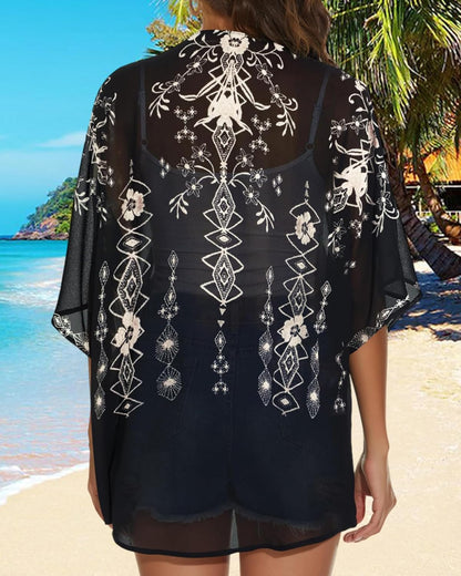 Womens Kimono Cardigans Beach Cover ups Swimwear Puff Sleeve Loose Casual Summer Tops 2026