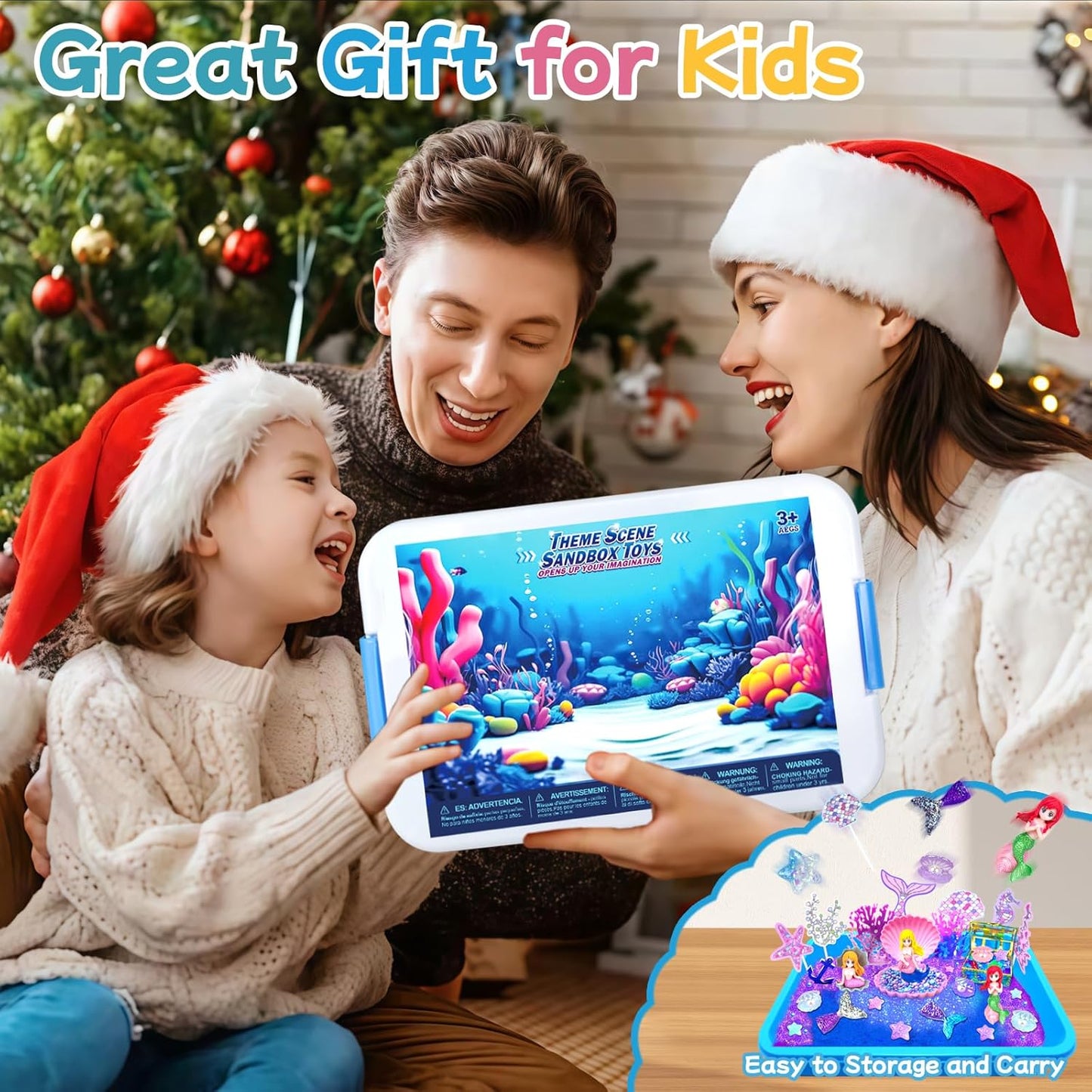 Play Sand Kit for Girls, Ice Cream Sensory Bin Sandbox, Creative Bake Shop with 2.2lbs Magic Sand, Ice Cream & Cake Models, Cleaning Tools, Pretend Beach Cake Stand Toys Gift for Toddler Ages 3-8