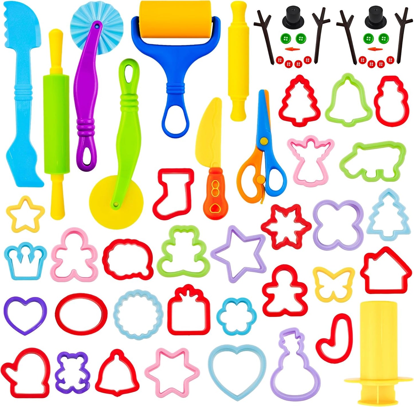 Dough Tools for Kids,9-Piece Kids Clay and Dough Tool Kit– Includes Roller, Rolling Pins, Cutting Tools, Safe Scissors & Plastic Knife for Fun DIY Craft Activities