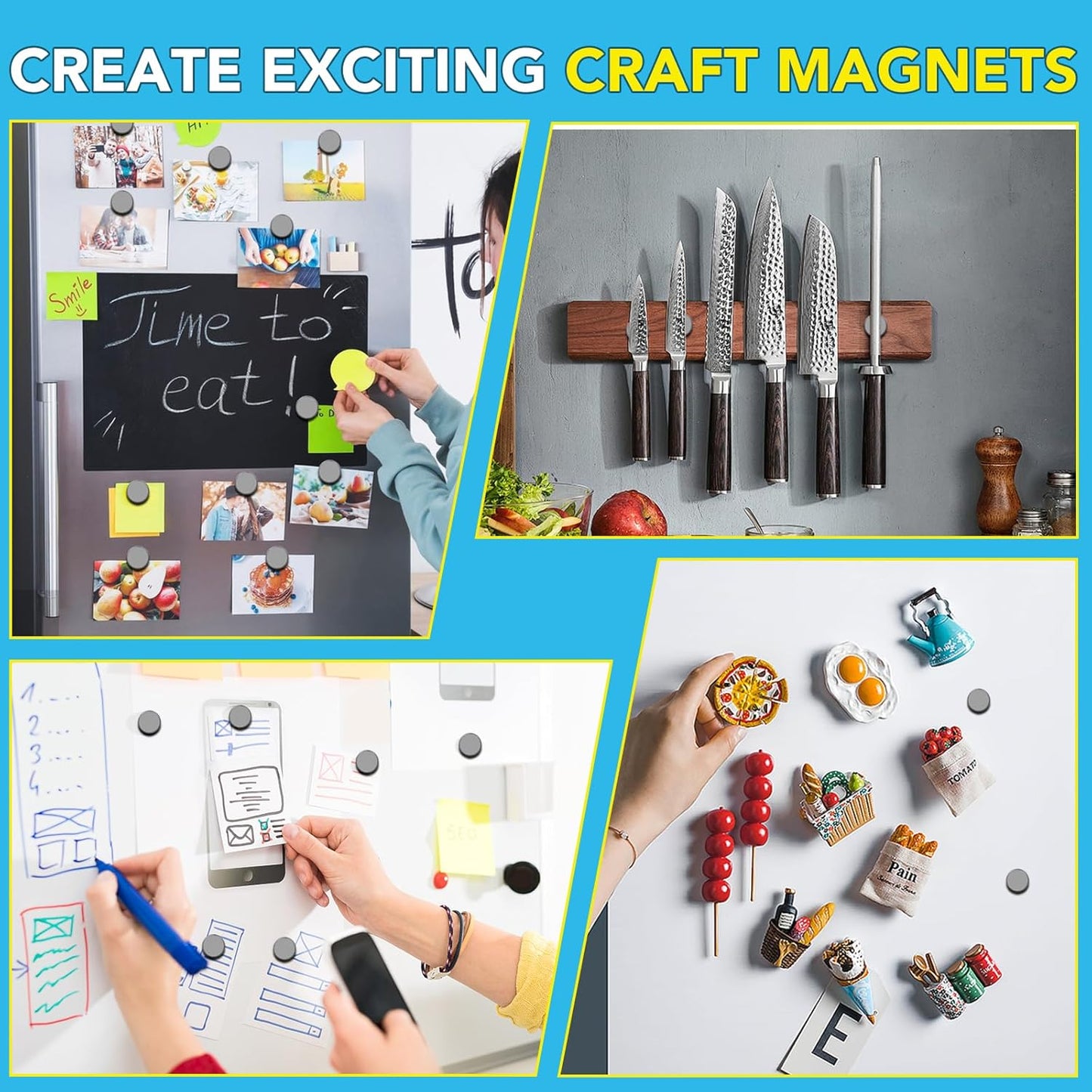 TRYMAG 55 Pack Magnets for Crafts with Adhesive Backing, 1 Inch (25mm) Ceramic Magnets Small Magnet Round Disc for Refrigerator Button DIY Cup Tiny Magnet Craft Hobbies, Science Projects