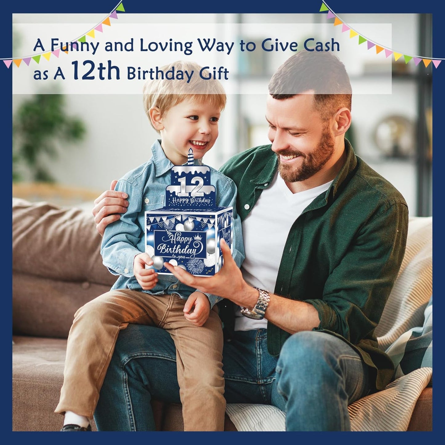 Birthday Money Box for Cash Gift Pull, Surprise Gift Boxes for Money, Money Holder Box with Pull Out Happy Birthday Card and 50Pcs Transparent Bags, Money Gift Ideas for Kids and Adults