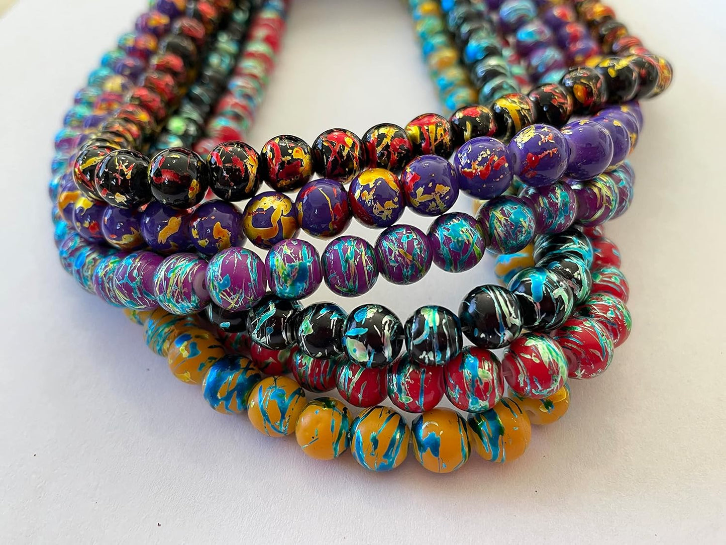 8mm Glass Beads Round Bulk for Bracelet, Glow in Dark Beads, DIY Jewelry Windchime Suncatcher Party Supplies, 300 pcs