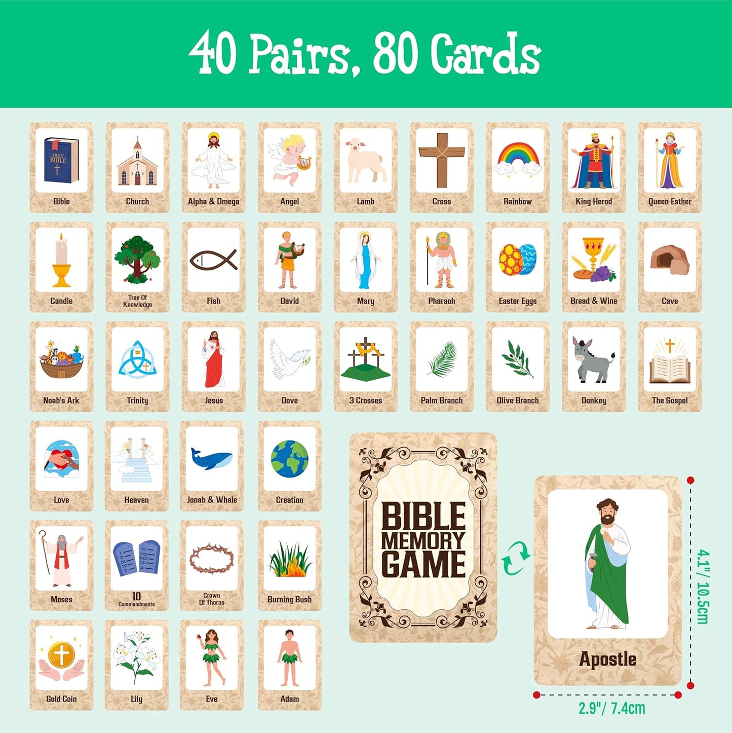 Hebayy Wild Animal Matching Game, 80 PCS Realistic Animal Memory Matching Cards for Toddlers 40 Pairs Real Animal Memory Cards Educational Toys for Preschool Boys & Girls 4 5 6 Years Old