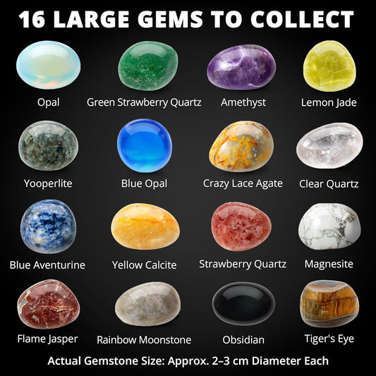 PIBEX Rock Collection Starter Kit - 54 Pcs Assorted Gemstones, Crystals, Rocks & Minerals, with Learning Book & ID Cards, Earth Science Kit Toy, A Geology Gift for Kids & Adults Ages 8+