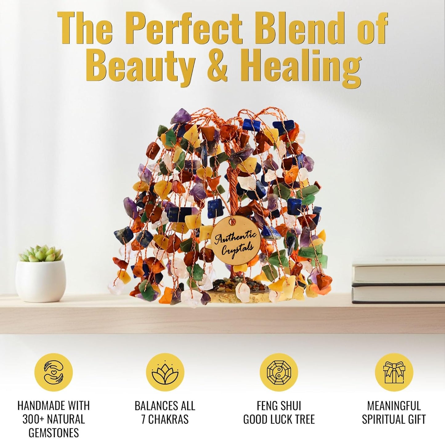 ANAYA AGATE 7 Chakra Healing Crystal Tree of Life Kit, Bracelet, Pendant, Necklace, Feng Shui Money Bonsai Tree, Positive Energy for Women, Mom, Sister and Housewarming Decoration