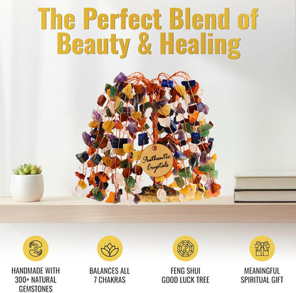 ANAYA AGATE 7 Chakra Healing Crystal Tree of Life Kit, Bracelet, Pendant, Necklace, Feng Shui Money Bonsai Tree, Positive Energy for Women, Mom, Sister and Housewarming Decoration