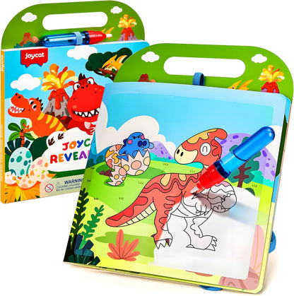 JoyCat Ocean Water Coloring Book for Toddlers 3-5, Reusable No-Mess Water Painting Book with Water Pen, 13 Activity Pages, Travel Toy Gift for Boys & Girls