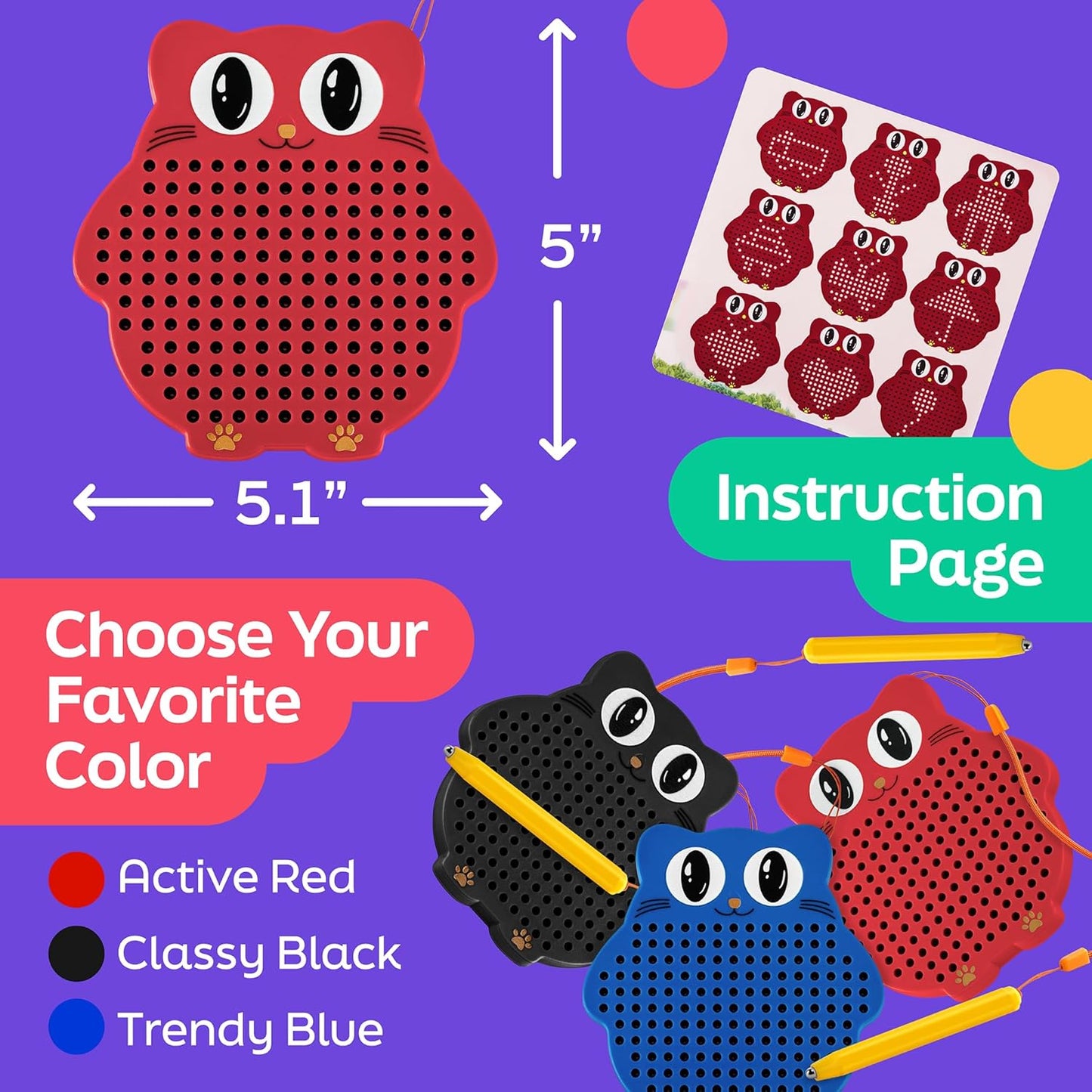 AYNAT FUN Magnetic Drawing Board for Kids & Toddlers with Beads and Magnet Stylus Pen - Magnetic Travel Toy for Airplane & Car Ride Activities for Kids