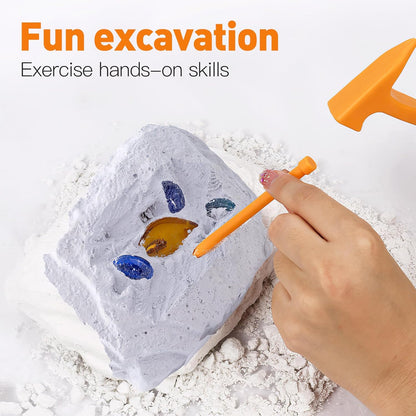 BESPORTBLE Kids Excavation Tool Kit Plastic Hammer Chisel Brush Magnifying Glass, Stem Dinosaur Dig Tools for Kids, 3 Sets