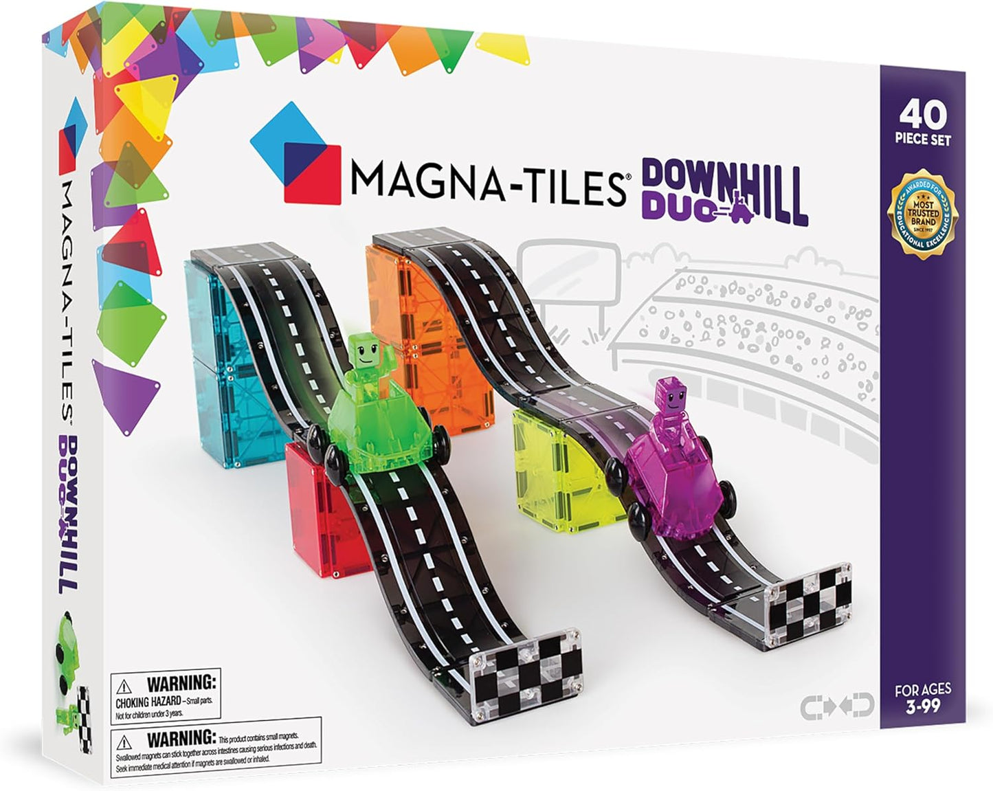 Magna-Tiles Downhill Duo 40-Piece Magnetic Construction Set, The Original Magnetic Building Brand