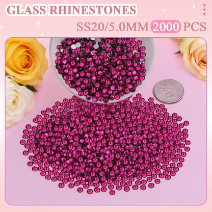 5000PCS SS6/2mm Glass Crystal Rhinestones (Clear), Bedazzling Flatback Rhinestones for Crafting DIY Crafts Nail Art Makeup Decoration, Gems Diamond Charms for Tumbler Shoes Clothing Mug