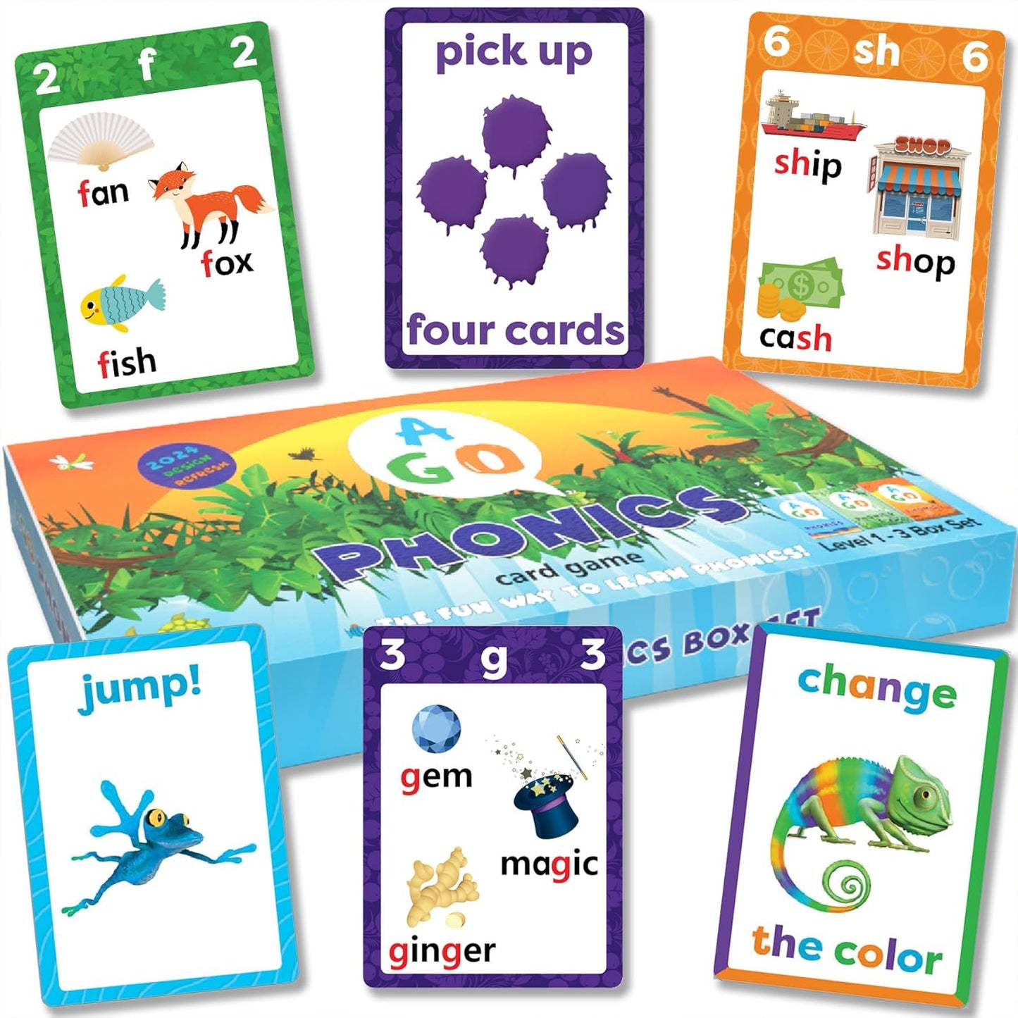 AGO Phonics Card Game - Advanced Set (Levels 4 and 5) A Fun Game to Build Phonics and Reading Skills. Learn Tricky phonemes (digraphs/dipthongs/Word Families/Silent Letters & More!)