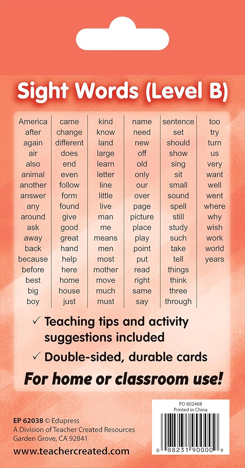 Teacher Created Resources Sight Words Flash Cards - Level B (EP62038)