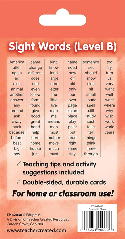 Teacher Created Resources Sight Words Flash Cards - Level B (EP62038)