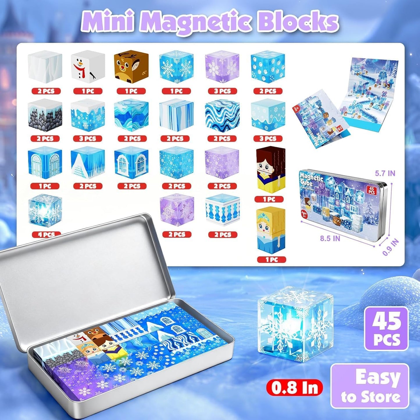 Annexfun Magnetic Blocks - 100PCS Building Blocks Unicorn Cubes - Toys for Montessori Toddler Christmas Birthday Gifts - STEM Sensory Toys for 3 4 9 10 Year Old Girl