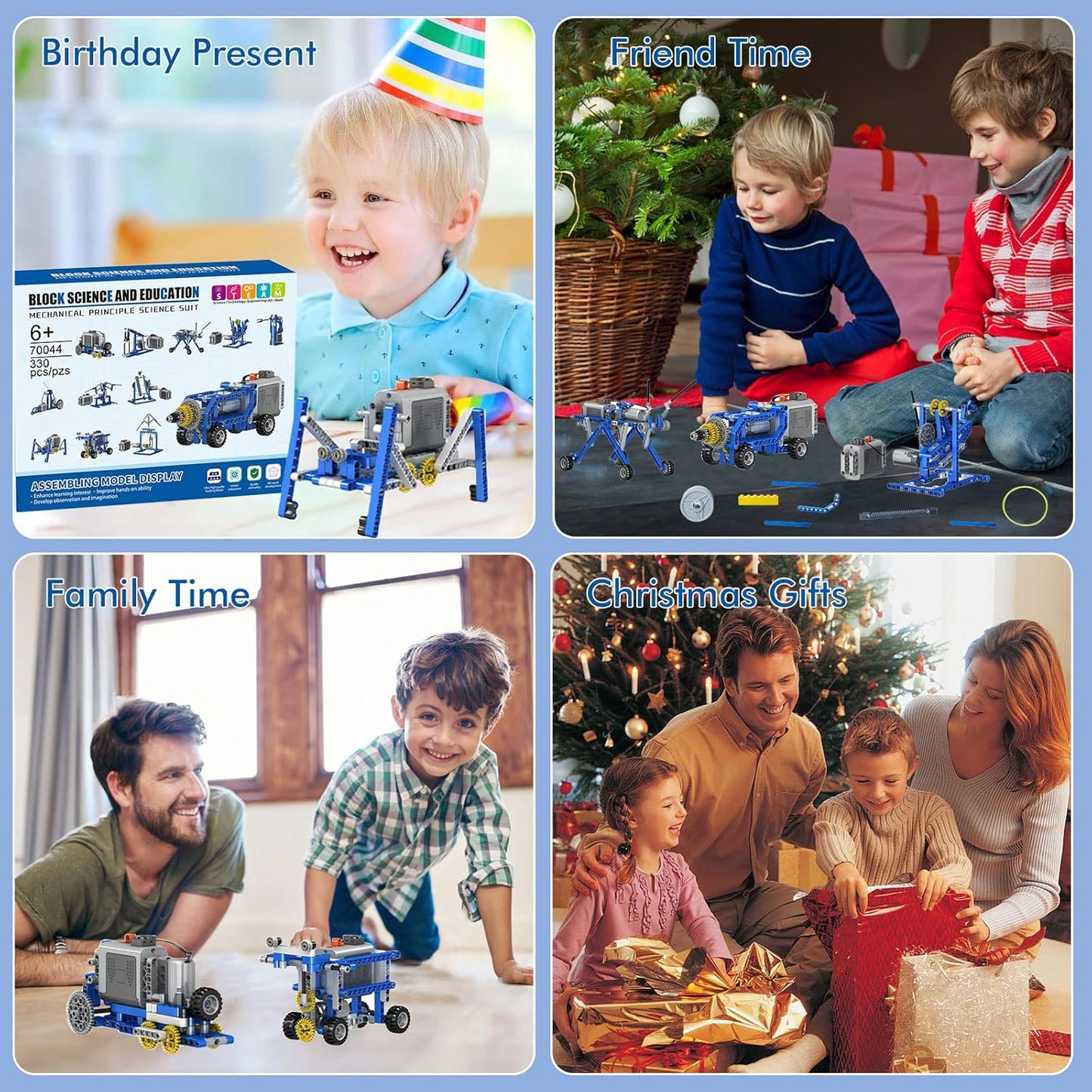 330Pcs Building Kit, 12 in 1 STEM Toys with Electric Power Motor for Kids, DIY Erector Set for Boys Girls, Technic Building Suit Creative Play Great Gift for Kids Age 6+