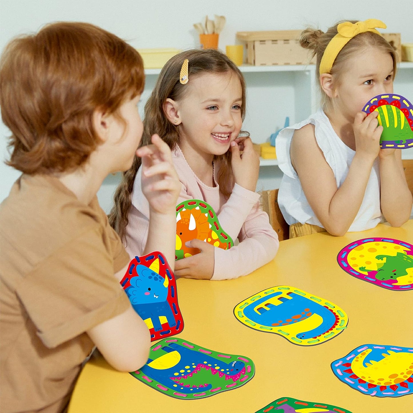 SpriteGru 9 Pieces Kids Lacing Cards, Double Sided Sewing Cards in 9 Vehicle Cards with 9 Colorful Laces, Imagination Development Lacing Toys Games for Children Educational and Learning Activity