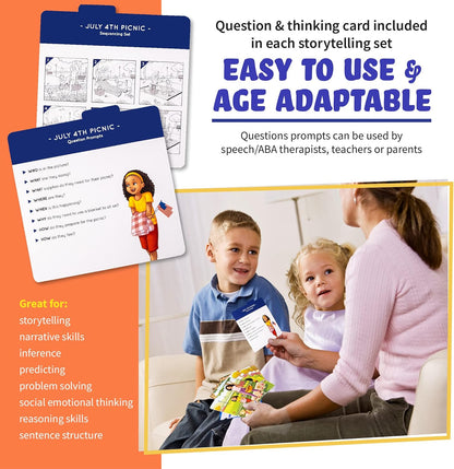 Sequencing Cards for Storytelling, Speech Therapy Game, Special Education Materials, Sentence Building, Problem Solving, Homeschooling Sequence Cards, Autism Game, Picture Sences, SEL