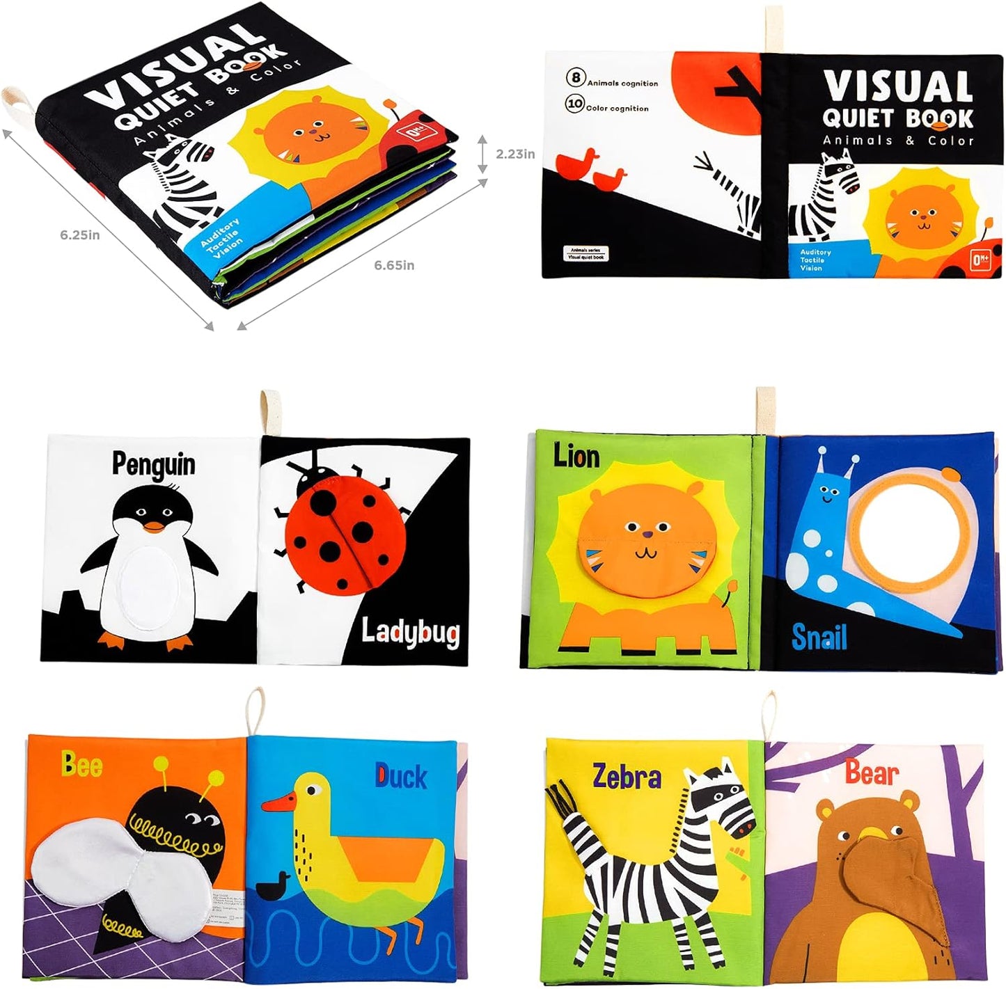 beiens High Contrast Black and White Baby Book - Touch and Feel Crinkle Sensory Toy - Visual Stimulation Interactive Montessori Toys for 0-12 Months Infant Newborn - Baby Gift for Boys Girls
