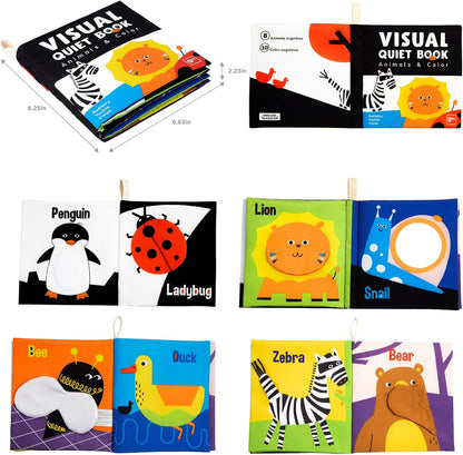 beiens High Contrast Black and White Baby Book - Touch and Feel Crinkle Sensory Toy - Visual Stimulation Interactive Montessori Toys for 0-12 Months Infant Newborn - Baby Gift for Boys Girls