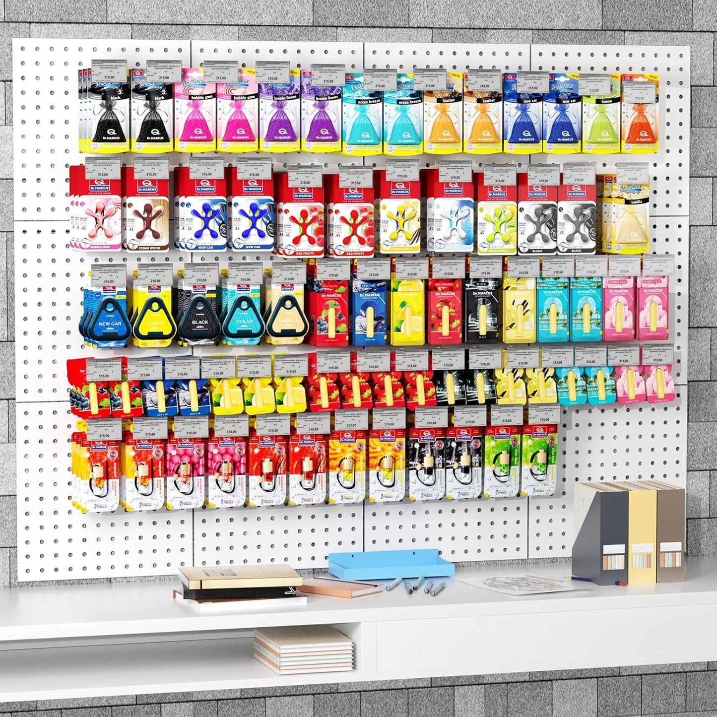 Peg Board, 4PCS Metal Pegboard Wall Organizer. Heavy Duty Pegboard, Peg Boards, Pegboard for Walls, White Pegboard for Garage Craft Room Workbench Office Kitchen Tool Organization, 12"*12"