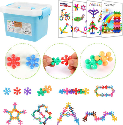 TOMYOU 200 Pieces Building Blocks Kids STEM Toys Educational Discs Sets Interlocking Solid Plastic for Preschool Boys and Girls Aged 3+, Safe Material Creativity