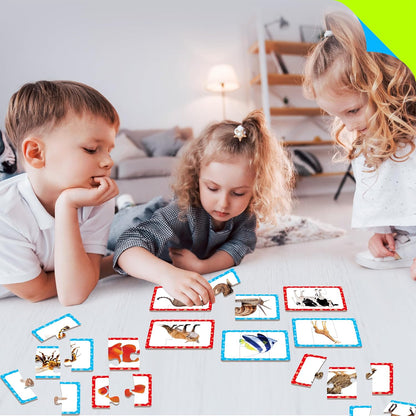72 Word Spelling Puzzles with Error-Correction Mechanism in 3 Pieces, Perfect for Preschool Learning (36 Block Double Sided)