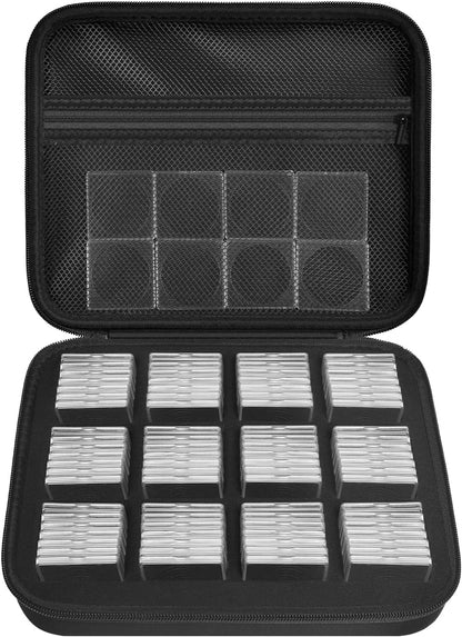 PAIYULE 96 Pieces 46mm Coin Capsules, with Foam Gasket and Plastic Storage Organizer Box, 6 Sizes (20/25/27/30/38/46mm) Coins Collector Case Holder for Coin Collection Supplies(Black)