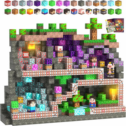Magnetic Blocks Toys for Kids, 100 PCS Building Blocks Cubes, Stacking Magnetic Tiles Toys for Kids Toddlers Boys Girls Ages 3 4 5 6 7 8-12 Birthday Gifts Party Supplies (Underworld)