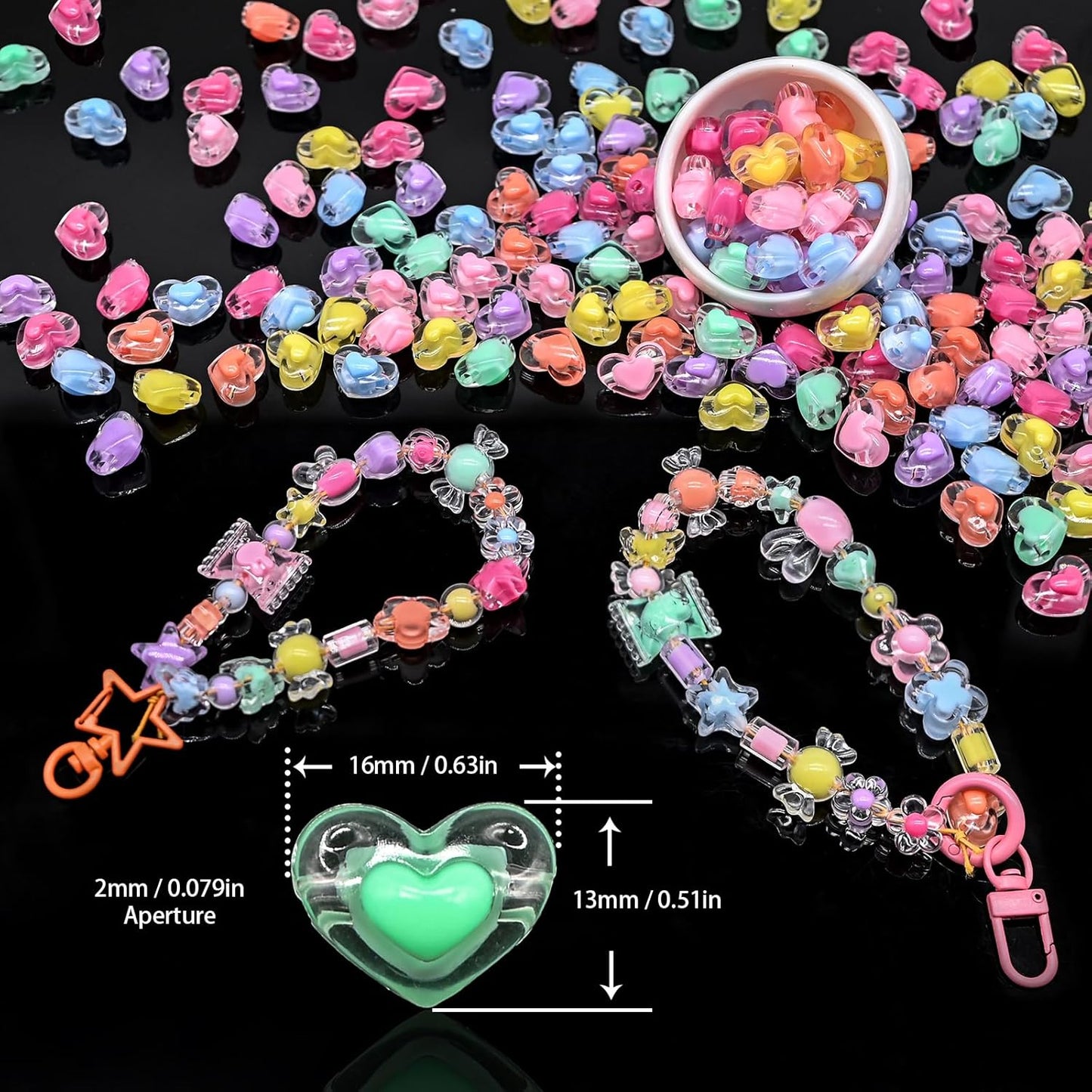 200g+ Candy Bulk Assorted Cute Kandi Beads for Jewelry Making, Bracelet Making Kit, Craft Supplies Charm Beads(Mixed II)