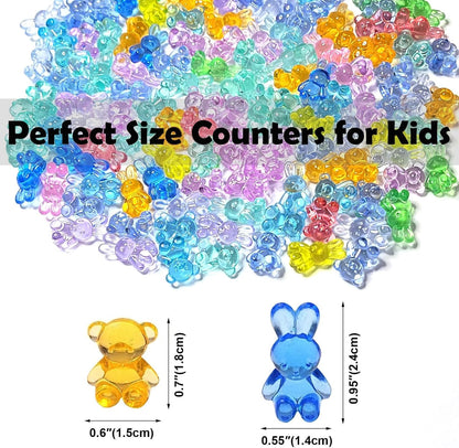 Counting Bears and Bunnies,240 Pieces Counter Toys for Kids - Fun Educational Math Manipulatives with Storage Box for Counting & Learning