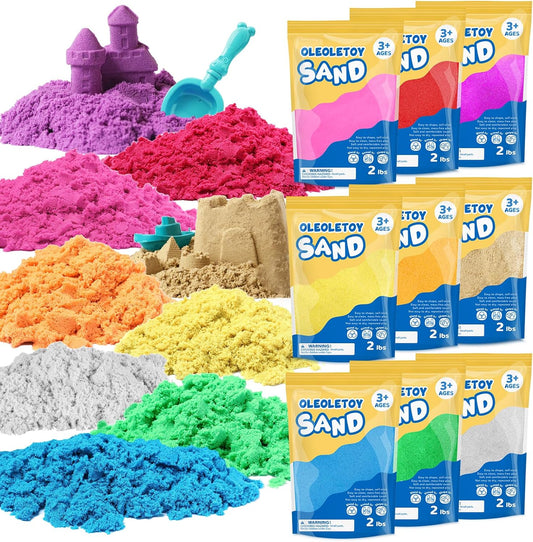 OleOletOy Colored Sand Bulk for Kids: 18 Lbs Large Pack Multicolor Moldable Sand - Classroom Activities for Kids Boys Girls Age 3+ Sensory Play - Bulk Sand for Sandbox Sensory Bin Filler Party Favors