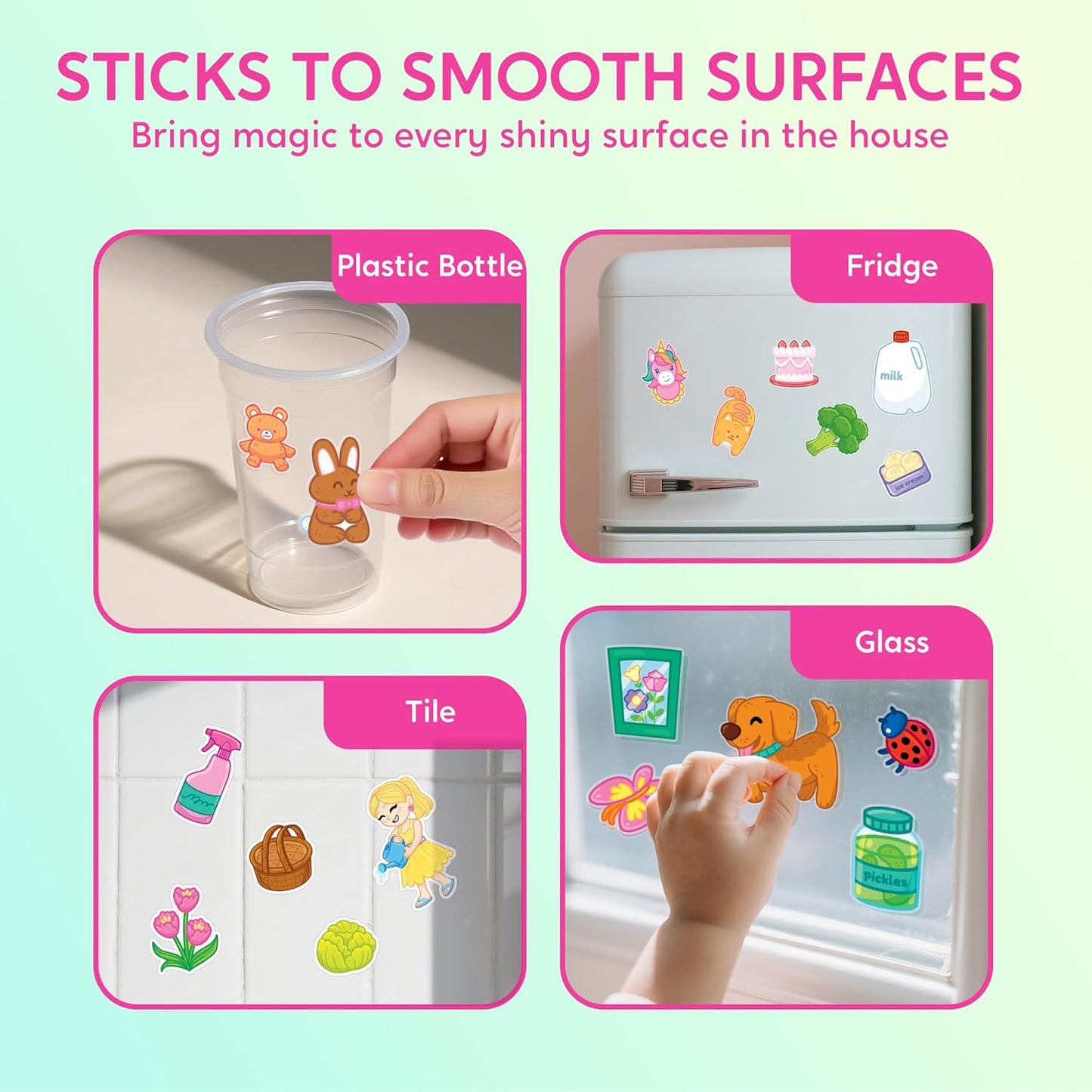 JOVA Klever Kits Reusable Sticker Book for Kids, My Dream Home 4 Play Scenes with 200+ Washable Stickers Plane Activity for Toddler Aged 3 4 5 6 7 8 Girls and Boys Birthday Gift