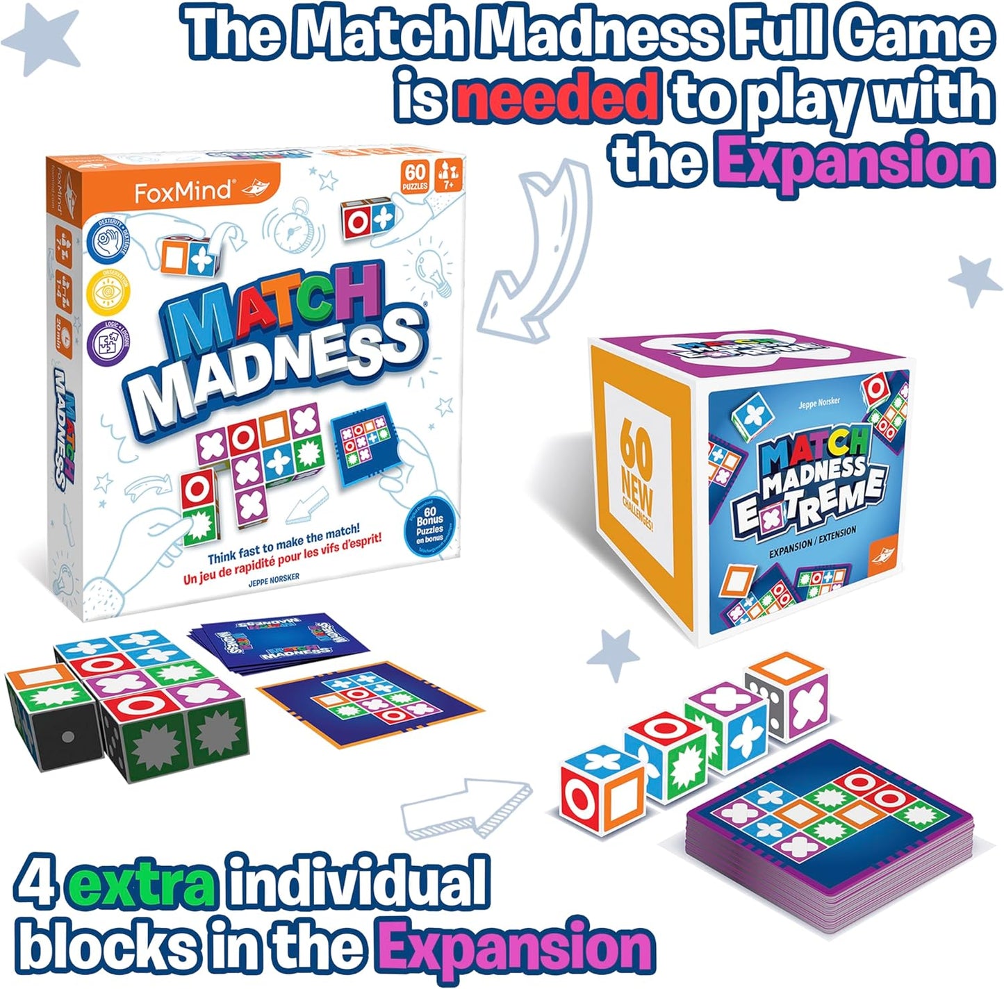 FoxMind Match Madness Board Game, Visual Recognition Matching Board Game, Family Puzzle Game to Develop Kids Problem Solving Skills