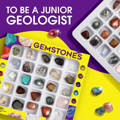 Rocks Collection 25PCS Rock and Mineral, Gemstones for Kids Gem Kit with Healing Chakra Gemstones, Tumbled Stones and Identification Guide, Educational STEM Geology Toy for Boys Girls Ages 6-12