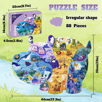 GIVEITALL Irregular Animal Puzzles for Kids Ages 4-6 6-8 8-10 10-12 Year Old,Panda Puzzle 180 Pieces Enlightening Floor Puzzle Game Creative Gifts for Boys Girls (Panda)