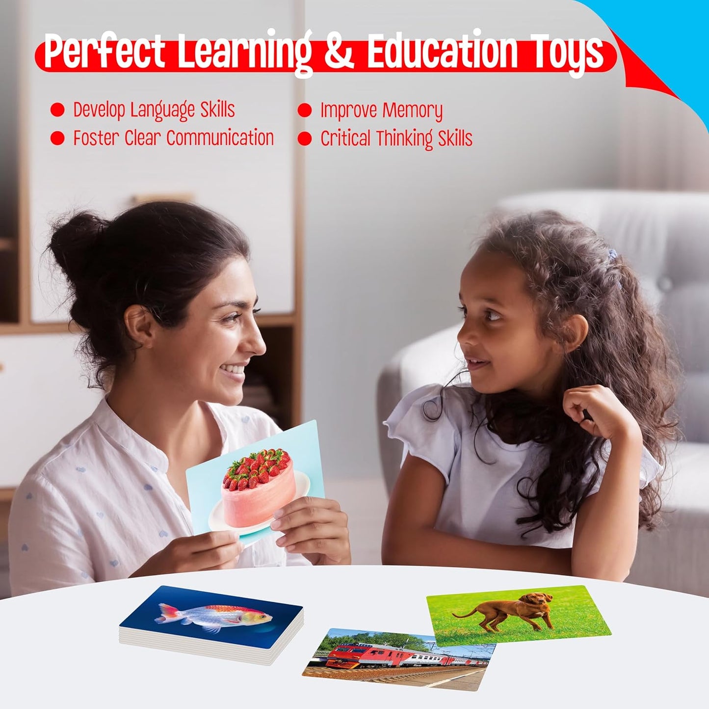 50 Verb Flashcards, Picture & Word Cards Action Language Builder Visual Aid Language Learning Tool for Autism, ESL Teaching Materials for Adults, Non-Verbal Children Vocabulary Builder for Kids