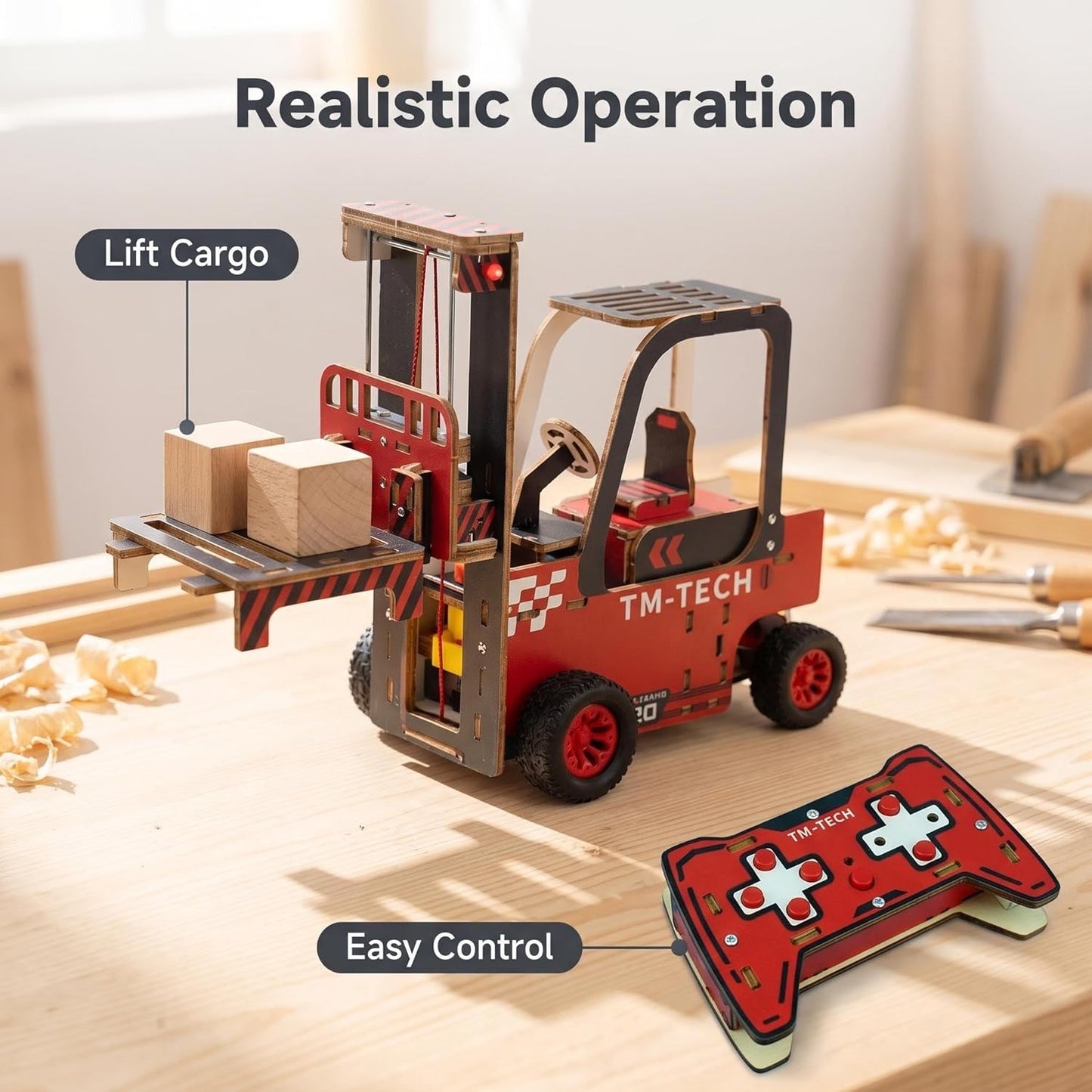 STEM Robotic Arm Kit for Kids 8+, RC Robot Building Kit, Mechanical Grabber Toy with 360° Rotation, Wooden Engineering Set