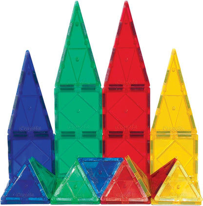 CreateOn Crayola Glitter Magnetic Tiles, Building Set for Kids, Magnetic Tiles, Kids’ Building Toys, STEM & Montessori Toys for Boys and Girls Ages 3+, 24-Piece Set (Glitter)