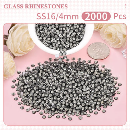 5000PCS SS6/2mm Glass Crystal Rhinestones (Clear), Bedazzling Flatback Rhinestones for Crafting DIY Crafts Nail Art Makeup Decoration, Gems Diamond Charms for Tumbler Shoes Clothing Mug