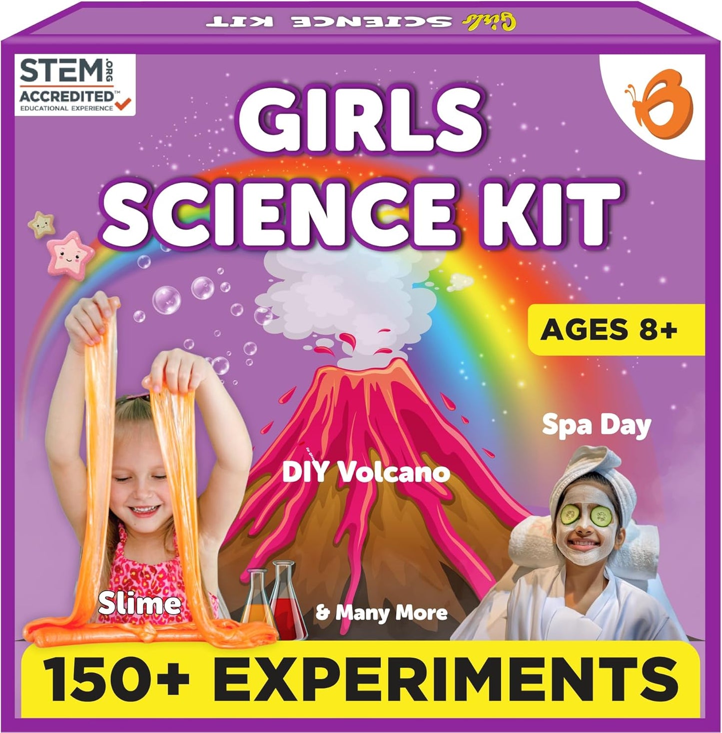 Butterfly EduFields 100+ Girls Science Kit for Kids Ages 4 5 6 7 8 | Girls in STEM & Science Experiments | Educational Gift Ideas for 4 5 6 7 8 Year Old Girl | STEM Projects, Fun Learning