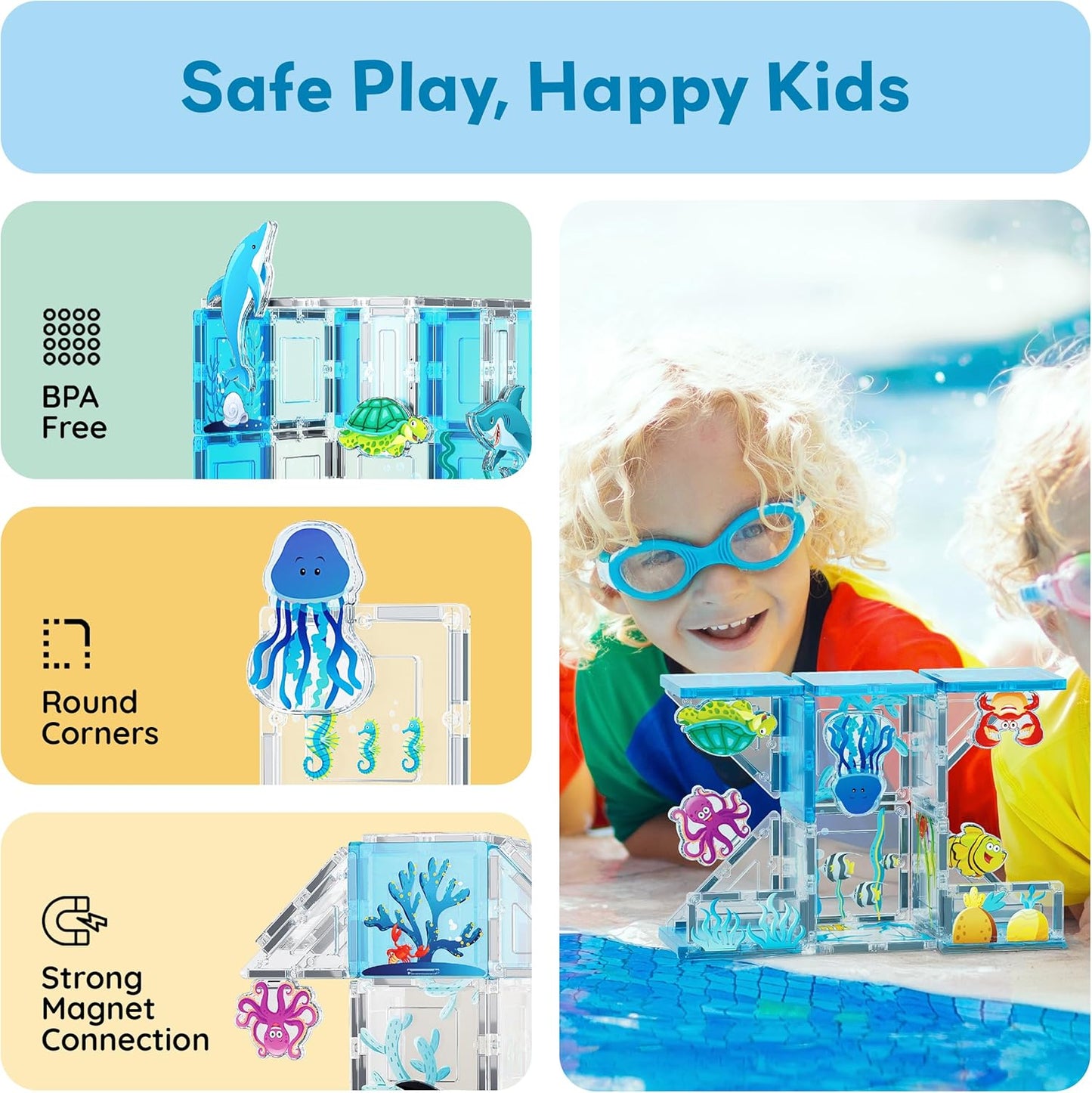 PicassoTiles Magnetic Tile Building Blocks Add On 8 Magnetized Action Figures Construction Vehicles & Zoo Animal Theme Compatible with Magnet Tiles Sets STEM Learning Toy for Boys & Girls Age 3+ PTA21