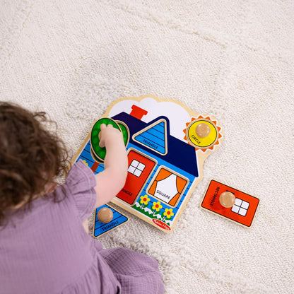 Melissa & Doug Pet Animals Jumbo Knob Puzzle, Wooden Peg Puzzle for Toddlers, Educational Toy for Shape Recognition and Fine Motor Skills, Ages 1+