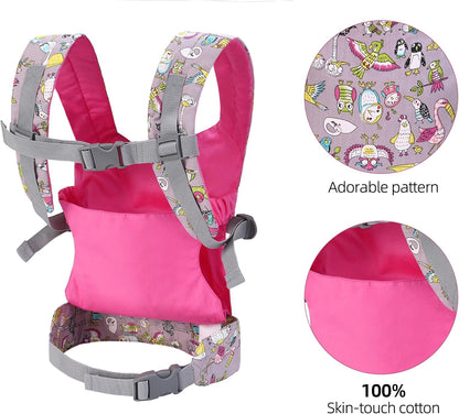 Miracle Baby Doll Carrier for Kids, Front and Back Baby Doll Accessories Backpack Kid Toddlers Play Toy Baby Carriers with Adjustable Straps for Little Girls