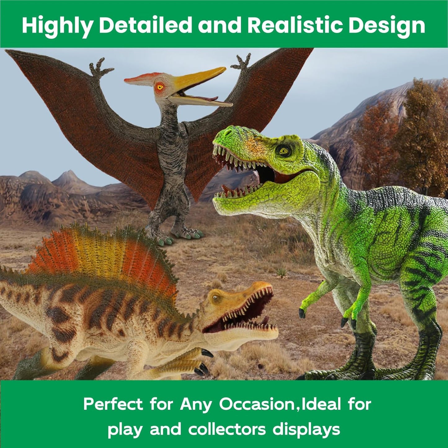 Zippytots 4 PCS Large Dinosaur Toys for Kids 3-5 Realistic Dinosaur Figures with Movable Parts & Learning Cards- Big Dino Toys for Kids 5-7 Ideal Gift for Toddlers Boys Girls Ages 3+