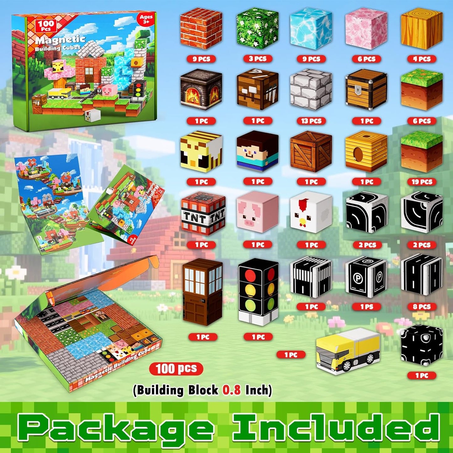 Magneverse 200 PCS 0.8in Magnetic Blocks - Magnet Toys for Kids, Magnetic Building Blocks Cubes, Stacking Magnets, School STEM Toys Birthday Gifts for Boys and Girls Age 3+ Years Old (Theme: Portal)