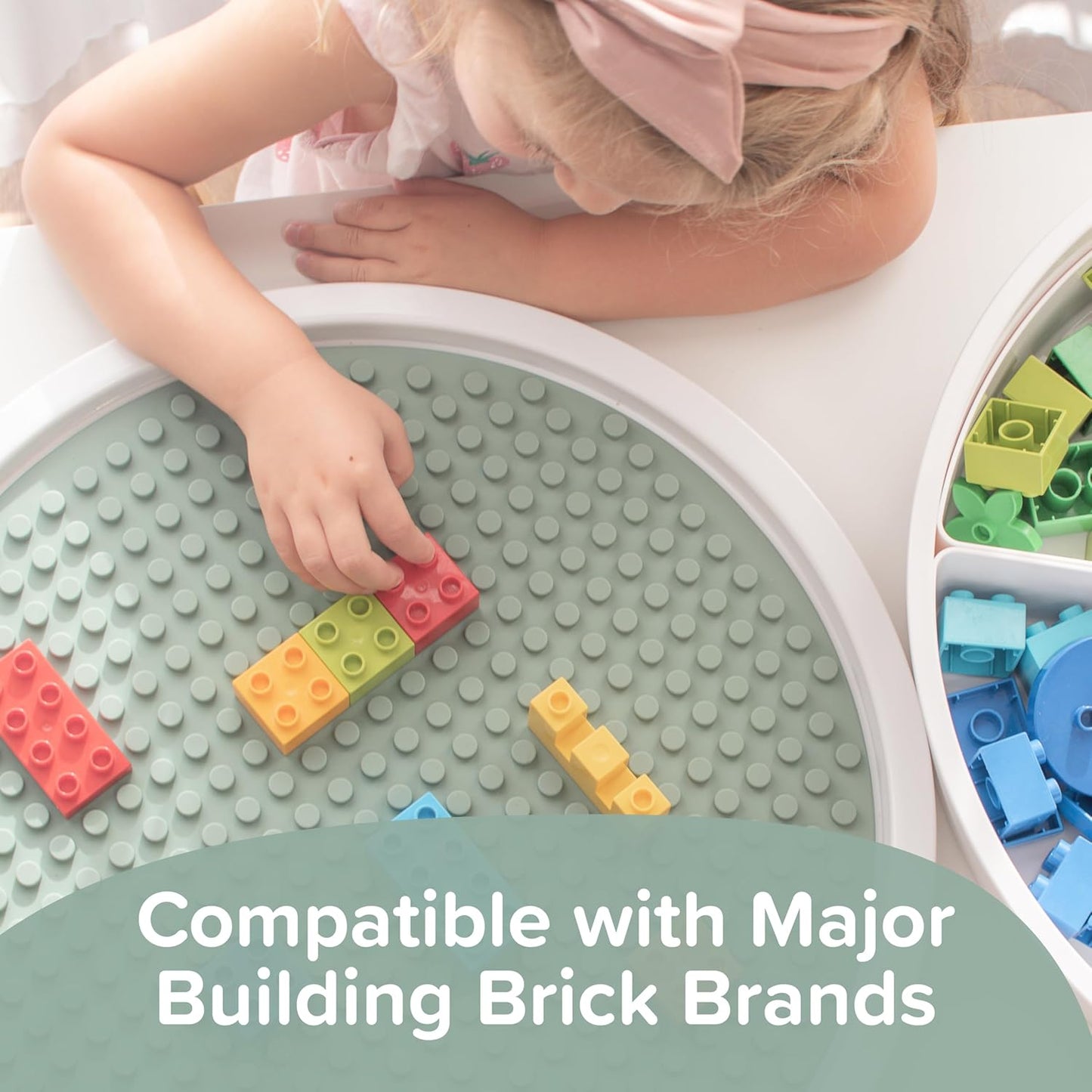 Inspire My Play - Silicone Building Blocks Baseplate - Compatible with All Major Building Block Brands - Double Sided for Large Building Blocks - Perfect Accessory for Sensory PlayTray - Stone