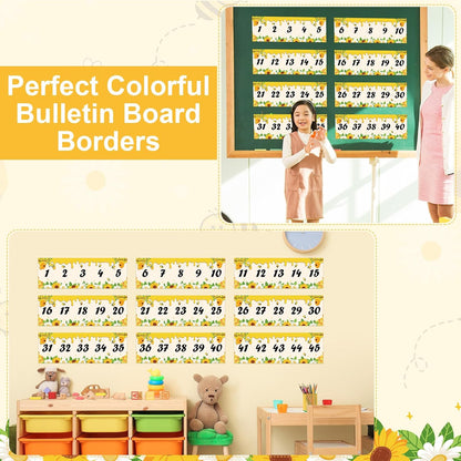 Number Line for Classroom Wall (-20 to +120) Boho Heart Shape Number Bulletin Board for Students Math Learning Boho Bulletin Border Decor Numbers Boarder Strips for Home School