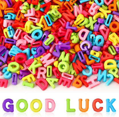 Augshy 400Pcs Large Letter Beads, Macaroon Hollow Letter Beads Plastic A-Z Mixed Alphabet Shape Bead for Jewelry Making Bracelets Necklaces Key Chains Shoelaces Crafts Party Decor(9 x 12 mm)