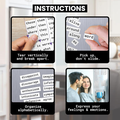 Poetry Tiles – 536 Emotion and Feeling Word Magnets for Refrigerator Stories and Poems – Fun Themed Magnetic Words for Joy, Happiness, and Self Expression for Adults and Kids